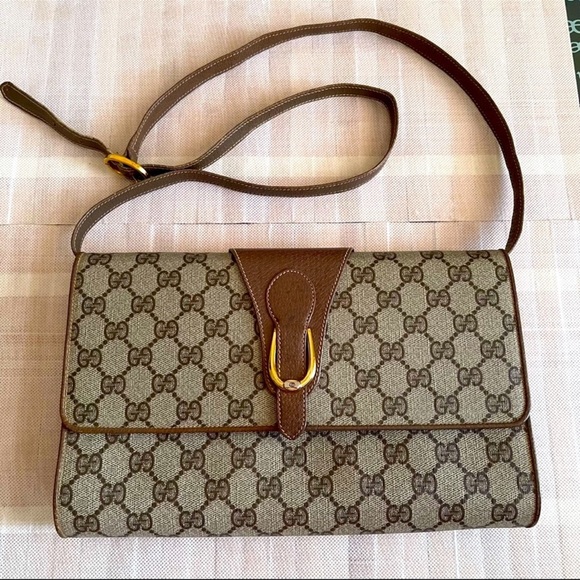 GUCCI Vintage Shoulder brown bag PVC - Picture 1 of 10